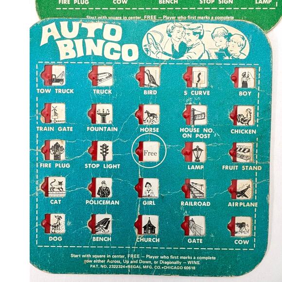 Lot of 7 Vtg Travel Cardboard Auto Bingo Cards by Regal Games  Pink Blue Green - Picture 8 of 16
